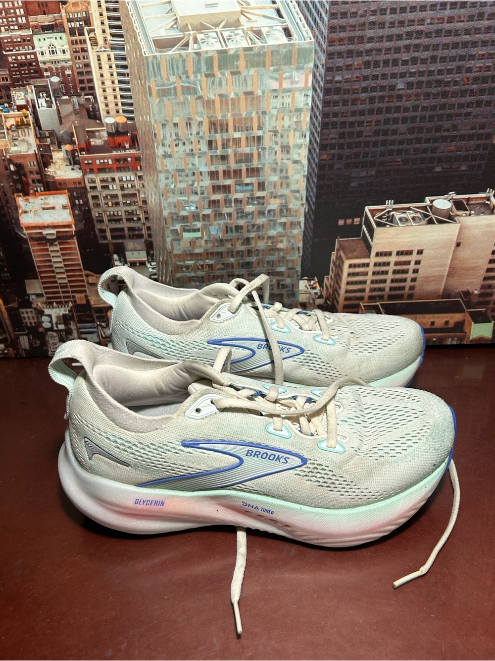 Brooks Women’s Light Gray and Blue Glycerin Running Shoes